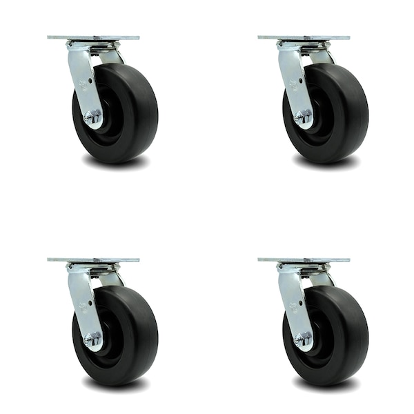 6 Inch Polyolefin Wheel Swivel Caster Set with Ball Bearing